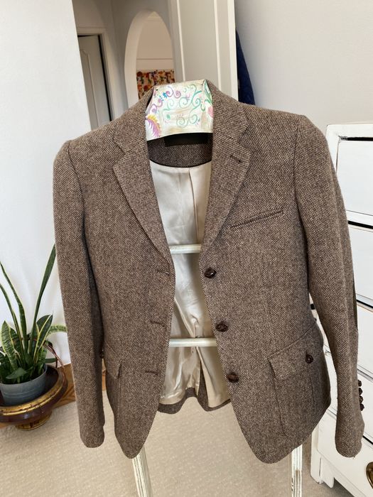 Casaco fazenda e lã tweed castanho massimo duty