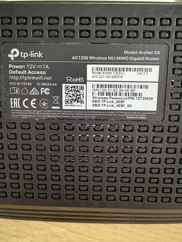 Router TP-Link Archer C6 AC1200 MU-MIMO Gigabit / stan jak nowy