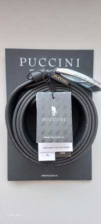 Pasek skorzany  Puccini męski czarny , max 125 cm