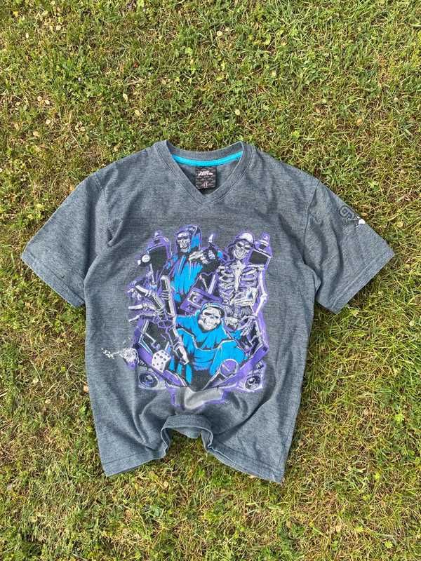 Koszulka z nadrukiem print No Fear affliction skull unisex szary
