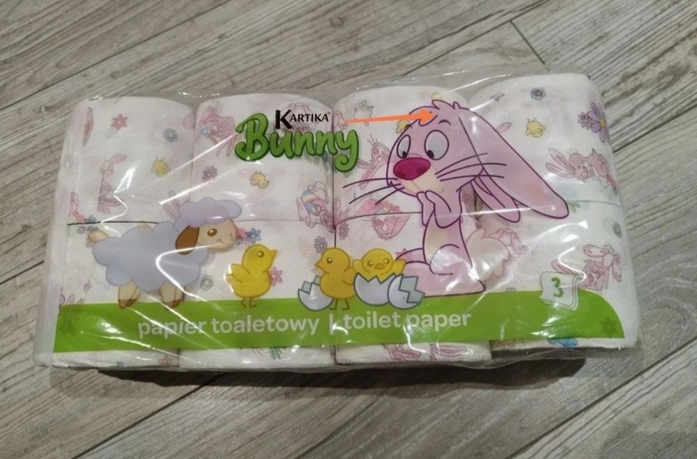 papier toaletowy z nadrukiem wielkanocnym * królik * zając * Wielkanoc