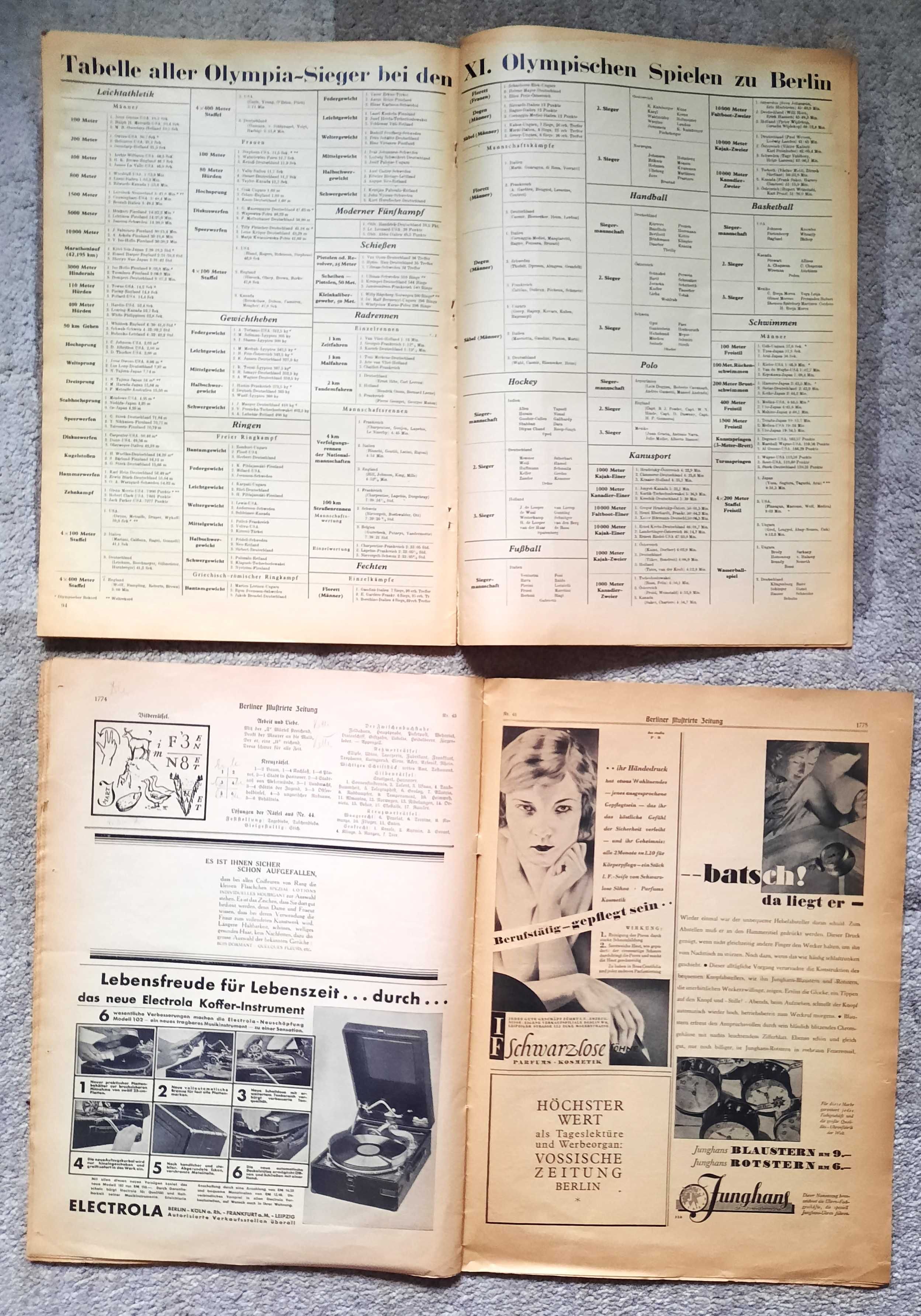 Stare Przedwojenne Gazety - Olimpiada 1936