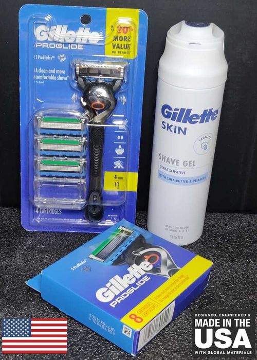 Подарочный набор: Gillette Man| станок с кассетами + гель| made in USA