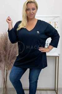 Bluzka damska t-shirt z rękawem 3/4 Plus Size granatowa 54/56