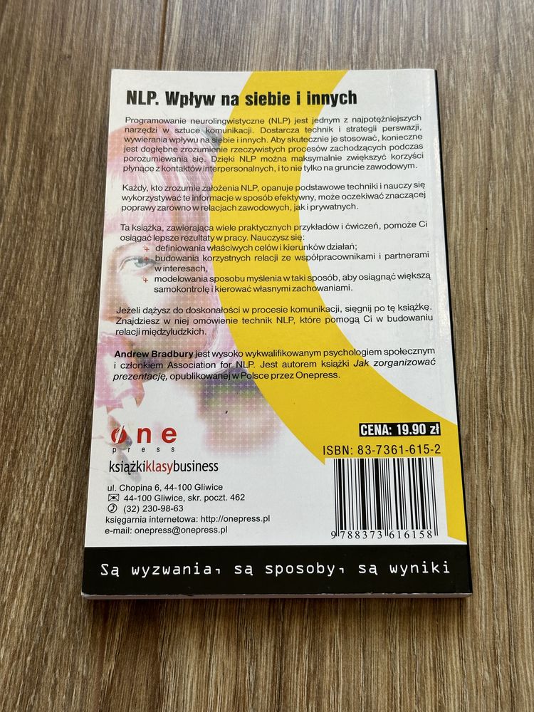 NLP. Wpływ na siebie i innych” Andrew Bradbury