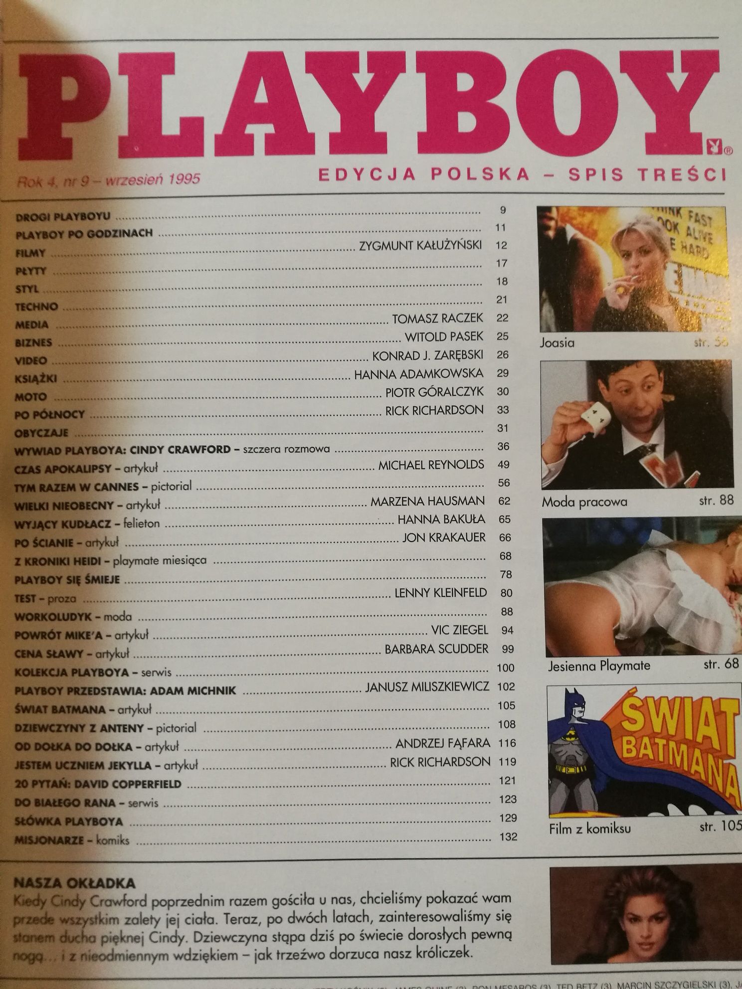 Playboy Wrzesień 1995 Cindy Crawford kolekcja rarytas unikat