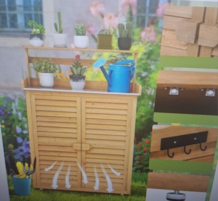 Szafka regał COSTWAY 120x87x45cm. Drewno. Stół ogrodowy do kwiatków