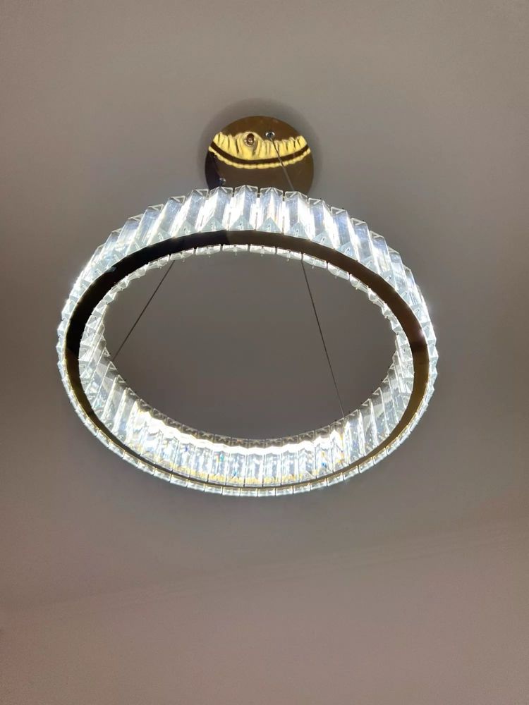 Kryształowy żyrandol LED pierścień ring Ø50 cm złoty
