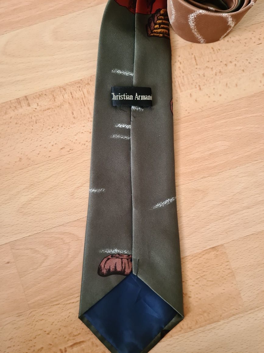 Jedwabny krawat flinstonowie vintage Christian Armand