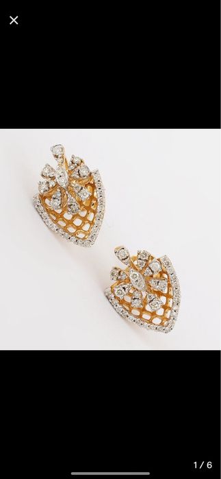 Brinco de ouro 14 k e diamante natural