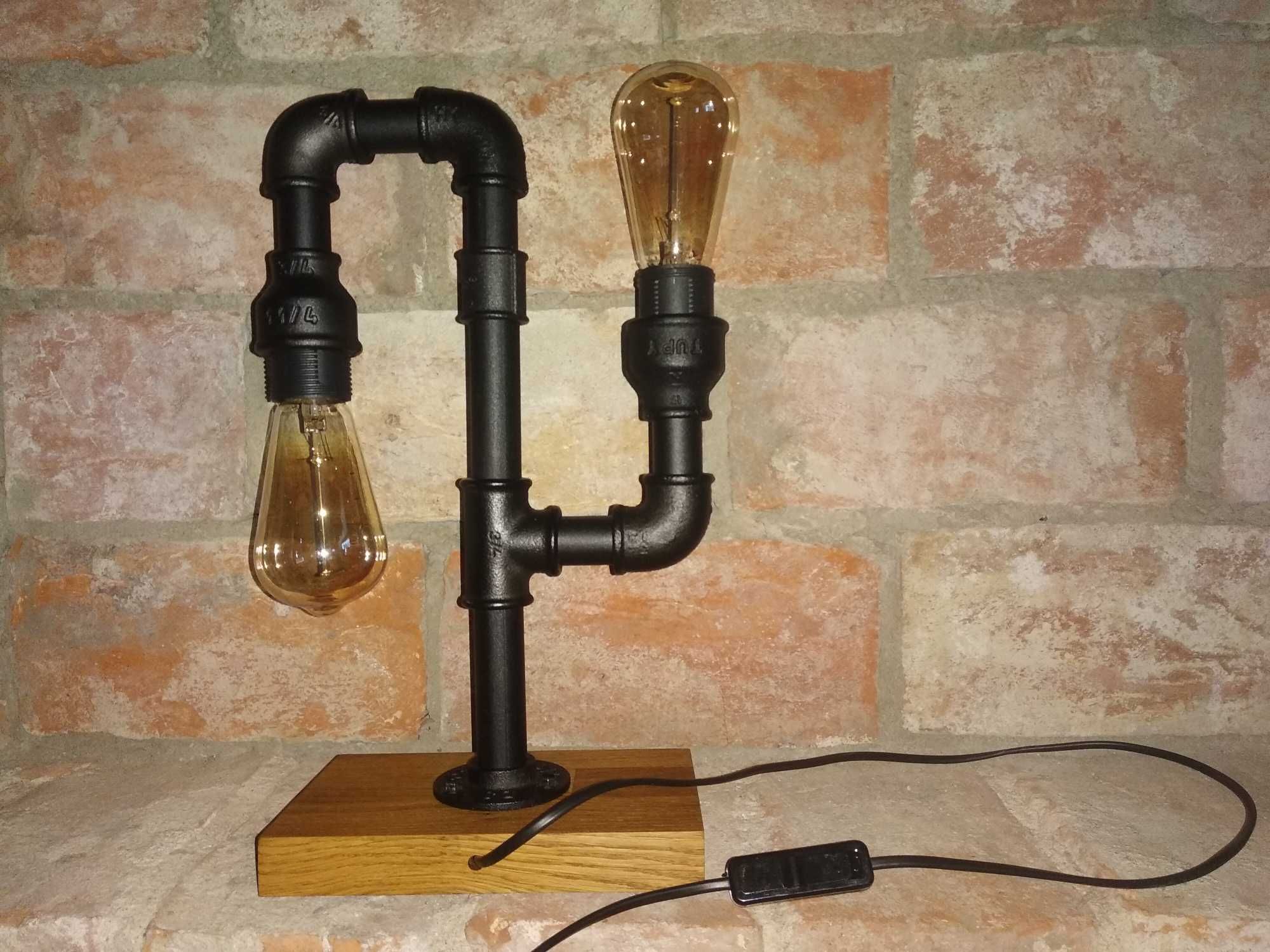 Lampa, lampka z rur hydraulicznych, loft