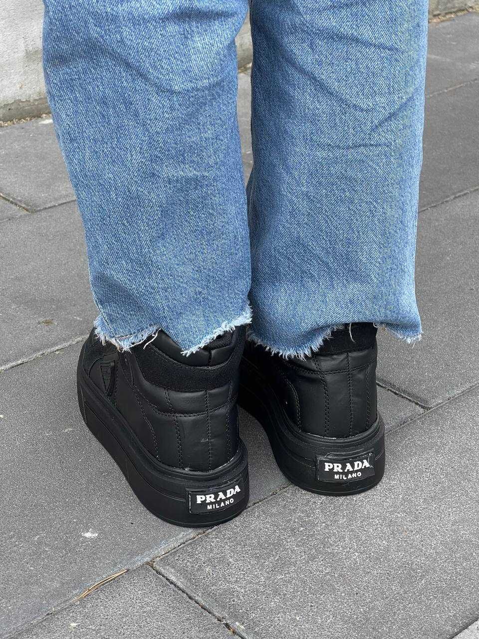 АКЦІЯ! Жіночі кросівки Prada Re-Nylon High ‘Black’ (36, 40 р.)