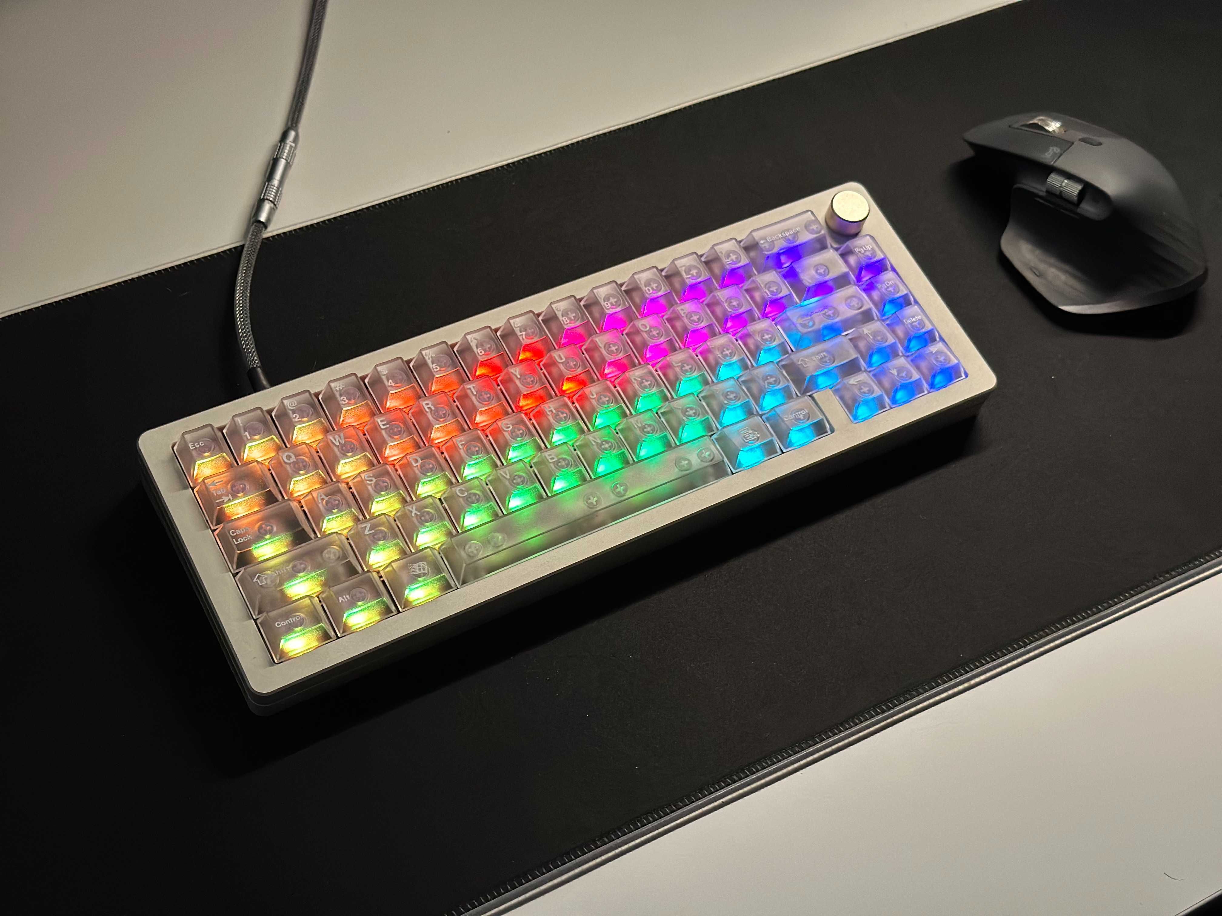 Teclado Mecânico Custom Sugar65 Alumínio RGB Hotswap LeleLab Crystal