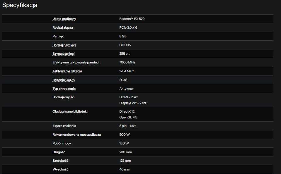 Sapphire Radeon RX 570 PULSE 8GB GDDR5