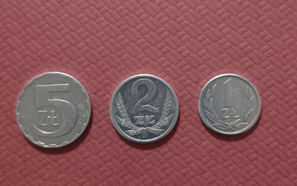 Zestaw monet 5zł ,2zł,1 zł małe 1989 r.