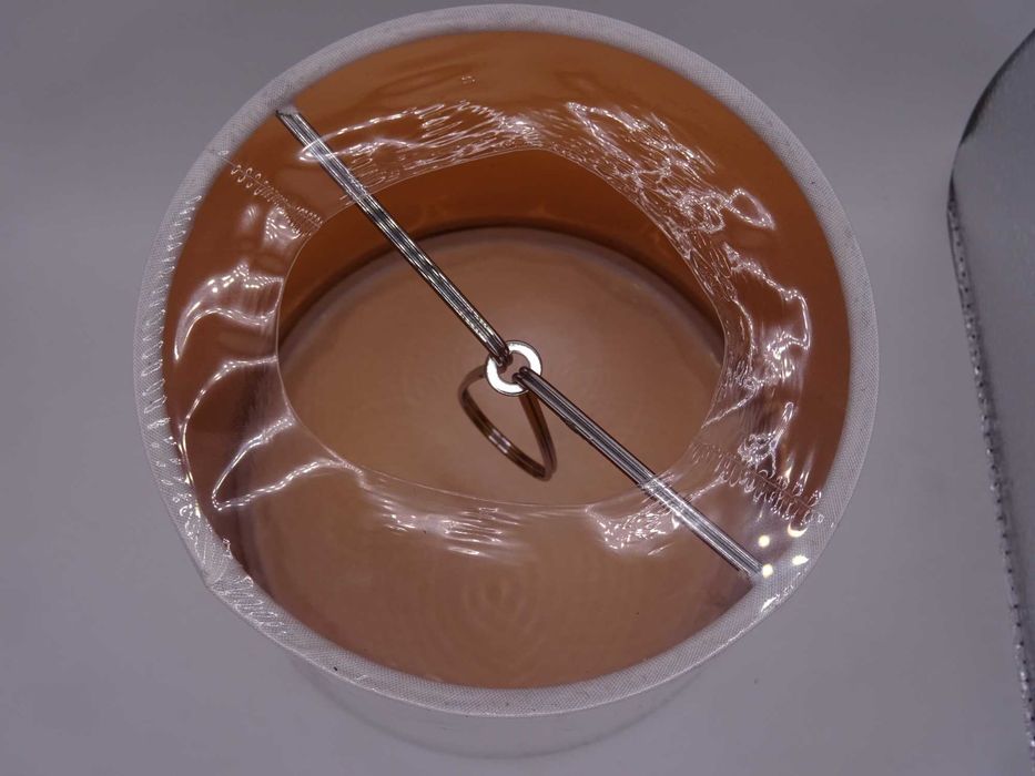 Światło Stołowe Biały Wystrój Mały Abażur Baryłkowy Tkanina Lniana