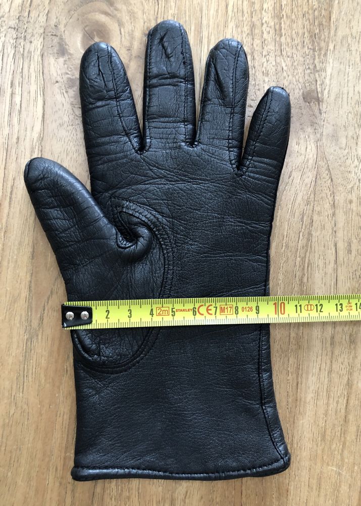 Rękawiczki skórzane czarne pięciopalczaste ocieplane damskie XS