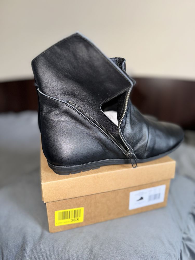 Mis Pepas czarne botki skóra naturalna suwak cholewka zara 41