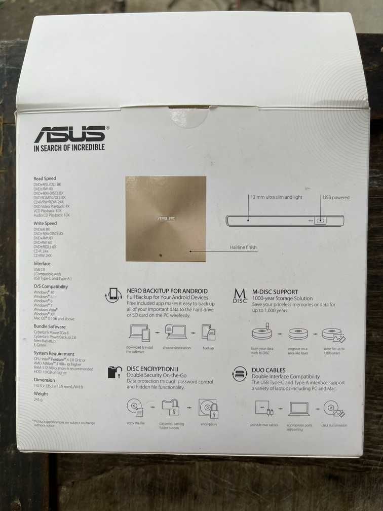 Оптичний привід DVD-RW ASUS SDRW-08U9M-U