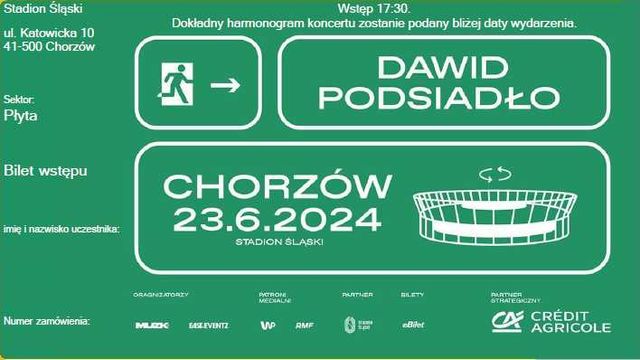Bilety Dawid Podsiadło Chorzów 23.06 Płyta