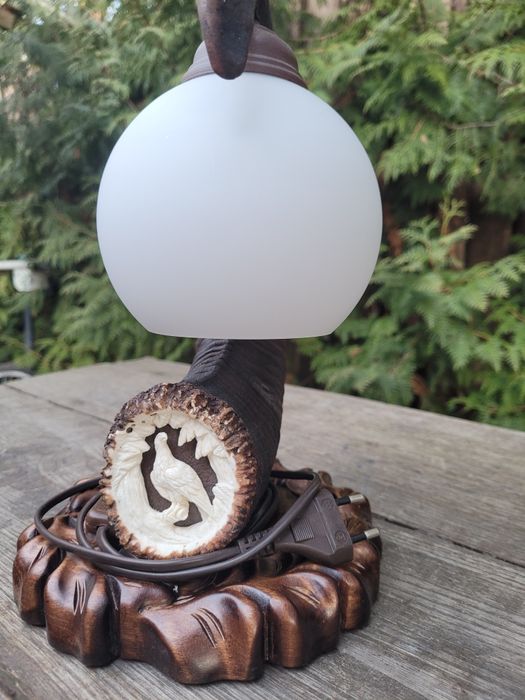 Lampka nocna lampa żyrandol muflon orzeł Eagle klosz retro myśliwski