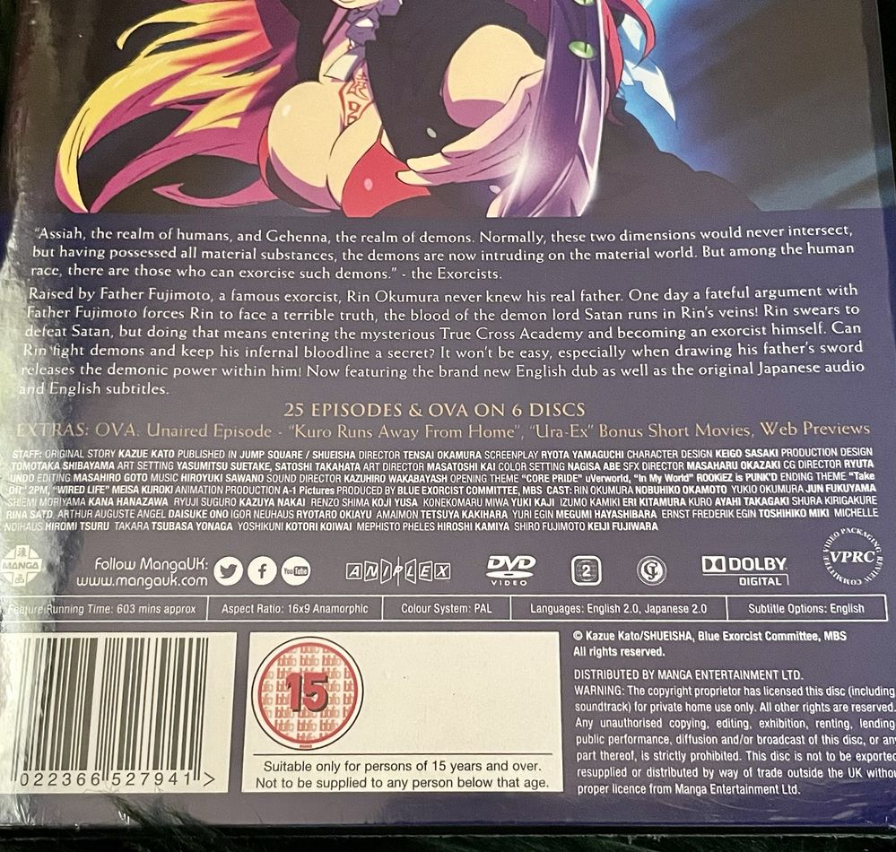 Blue Exorcist Complete Series Collection  DVD Manga