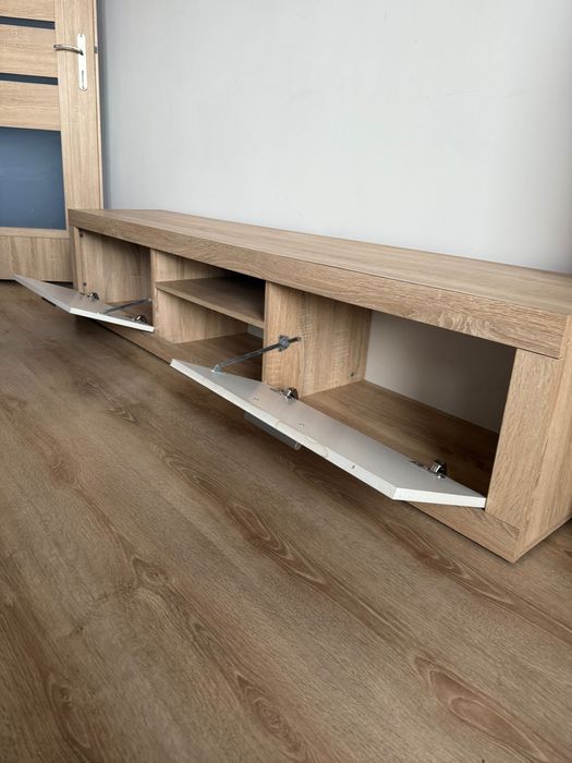 Szafka rtv pod telewizor dąb sonoma + biały