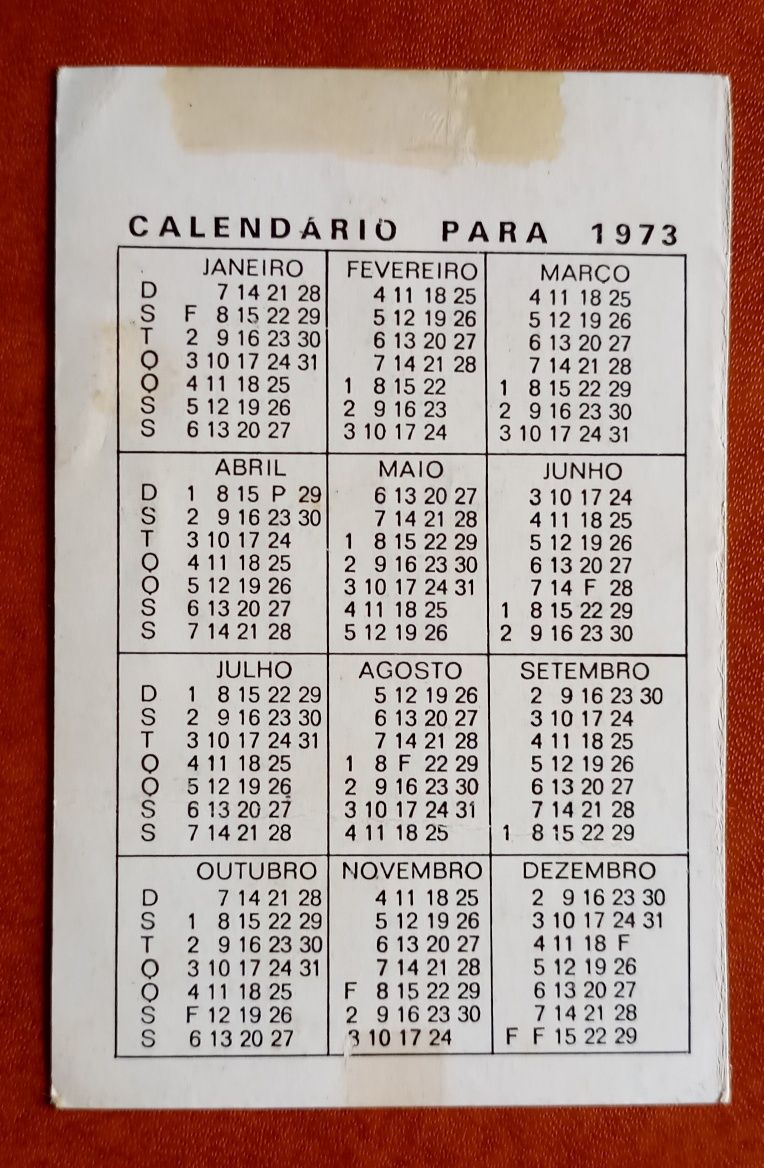 Calendario de bolso revista Crónica 1973