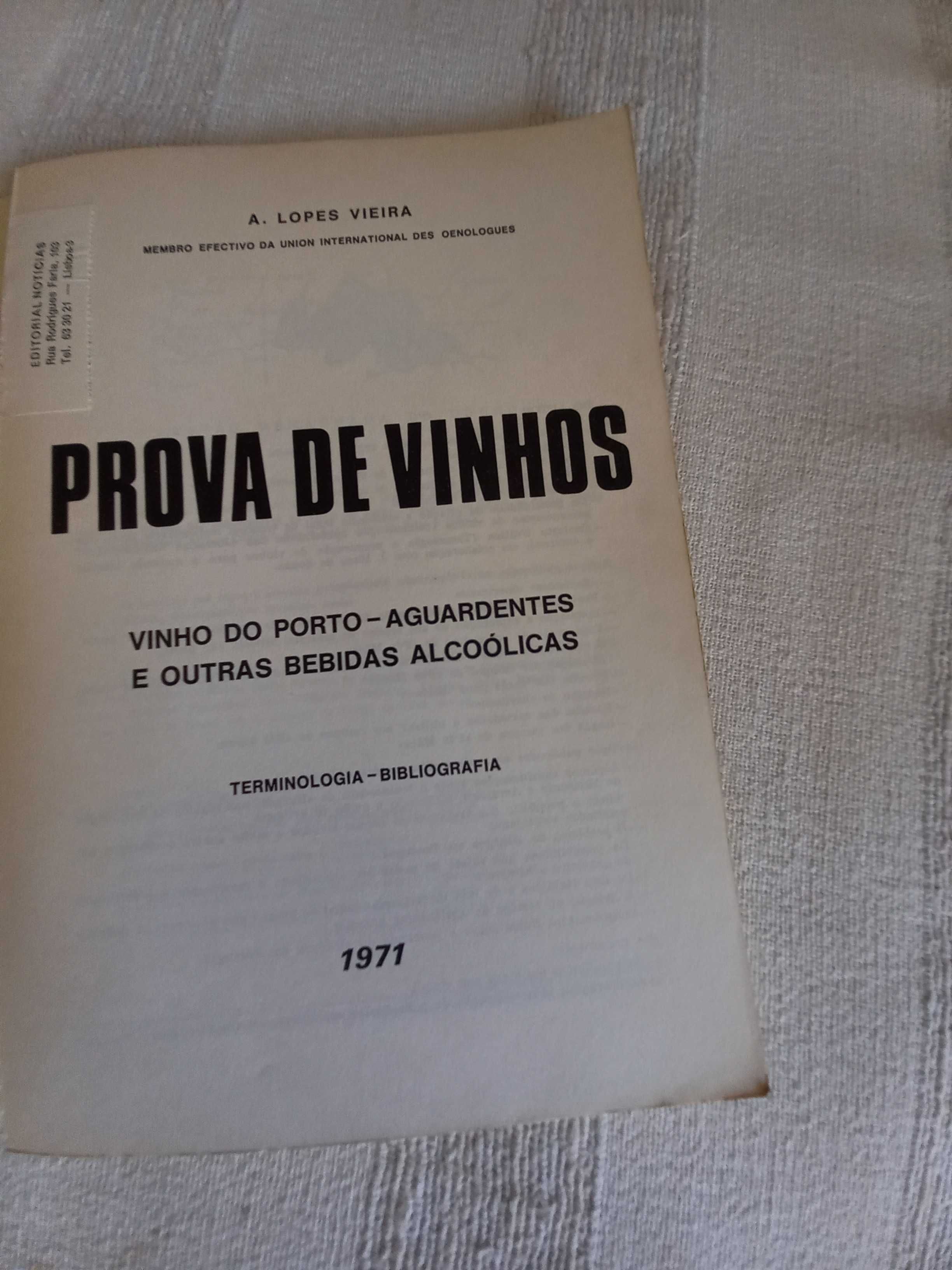 Livro antigo sobre Prova de Vinhos de Lopes Vieira