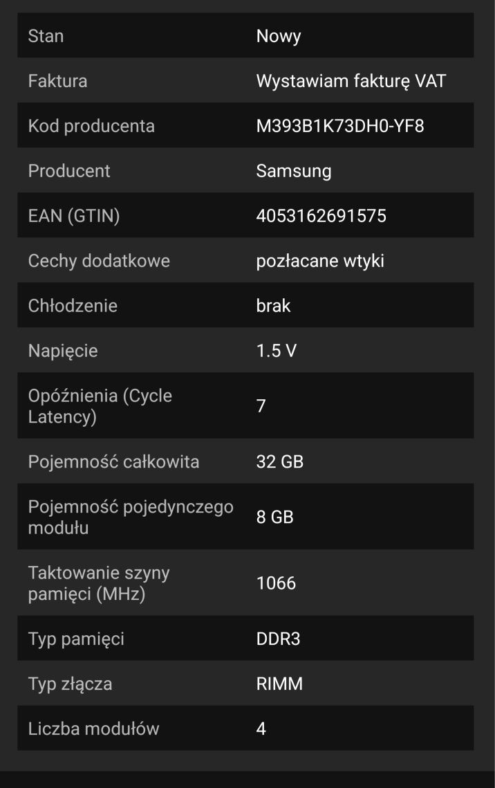 Pamięć RAM DDR3 Samsung
