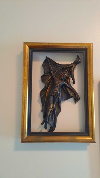 Quadro Cristo relevo dorado