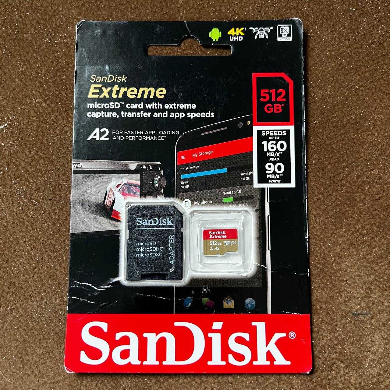 Карта памяти SanDisk Extreme 512GB microSDXC с адаптером