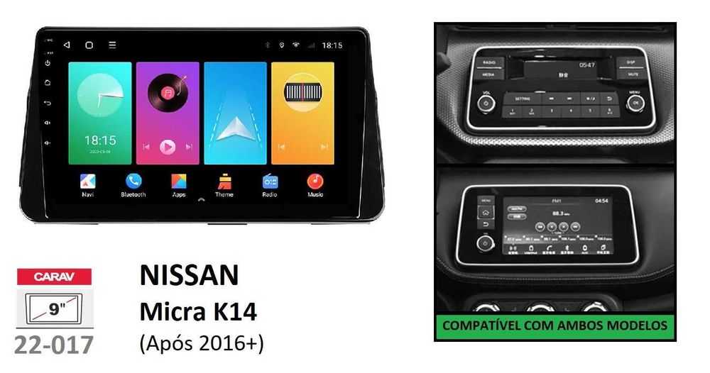 (NOVO) Rádio 2DIN 9"• Nissan MICRA K14 • Android [4+32GB]
