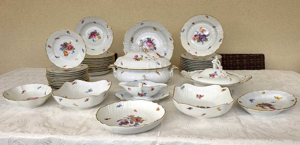 Meissen Teichert, zestaw obiadowy 12 os.  na 1000 lat miasta Meissen