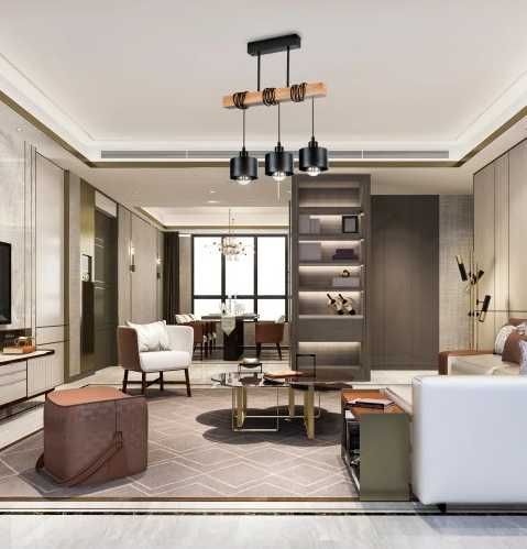 Lampa wisząca – żyrandol 3xE27 czarna, nowoczesna