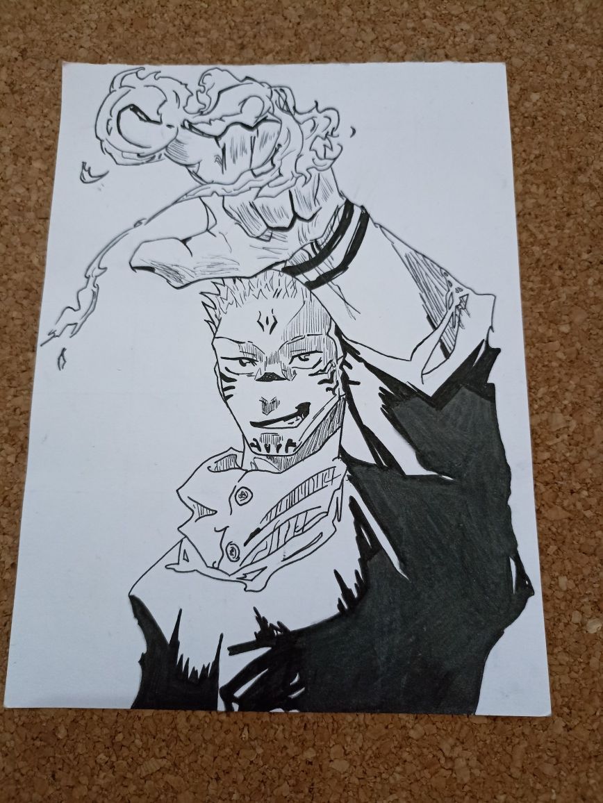 Desenho a lápis do anime Jujutsu kaisen