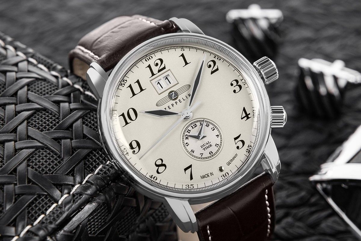 zegarek męski zeppelin lz127 graf zeppelin dual time 7644-5 + box