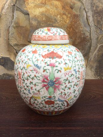 Pote Caixa chá porcelana chinesa séc XIX Marcado 20 cm