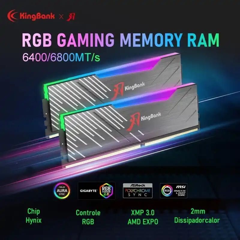 ОЗУ KingBank/TEAMGROUP DDR5 6000/6400/6800MHz 16GB/32GB/64GB 2x16/32GB