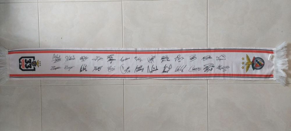 cachecol Benfica campeao assinaturas dos jogadores