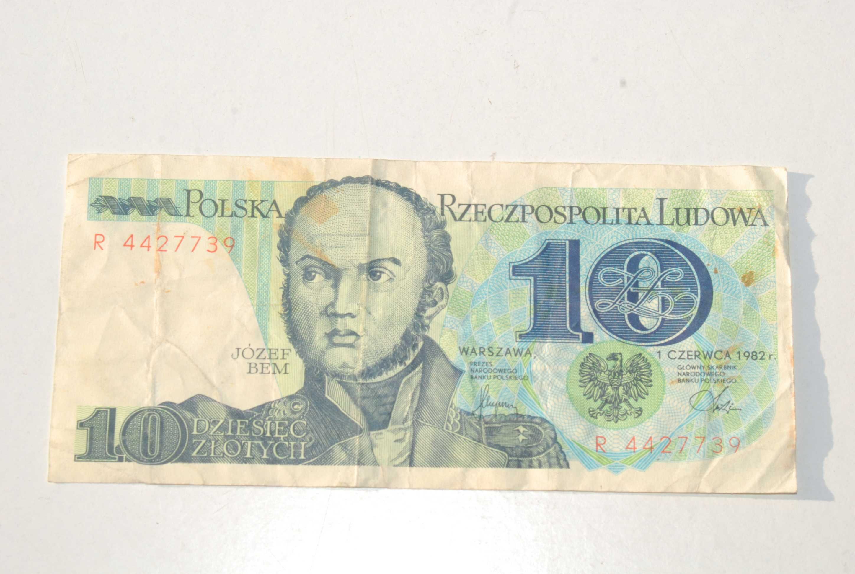 Stary banknot 10 złotych Józef Bem 1982 antyk unikat R 4.4.2.7.7.3.9