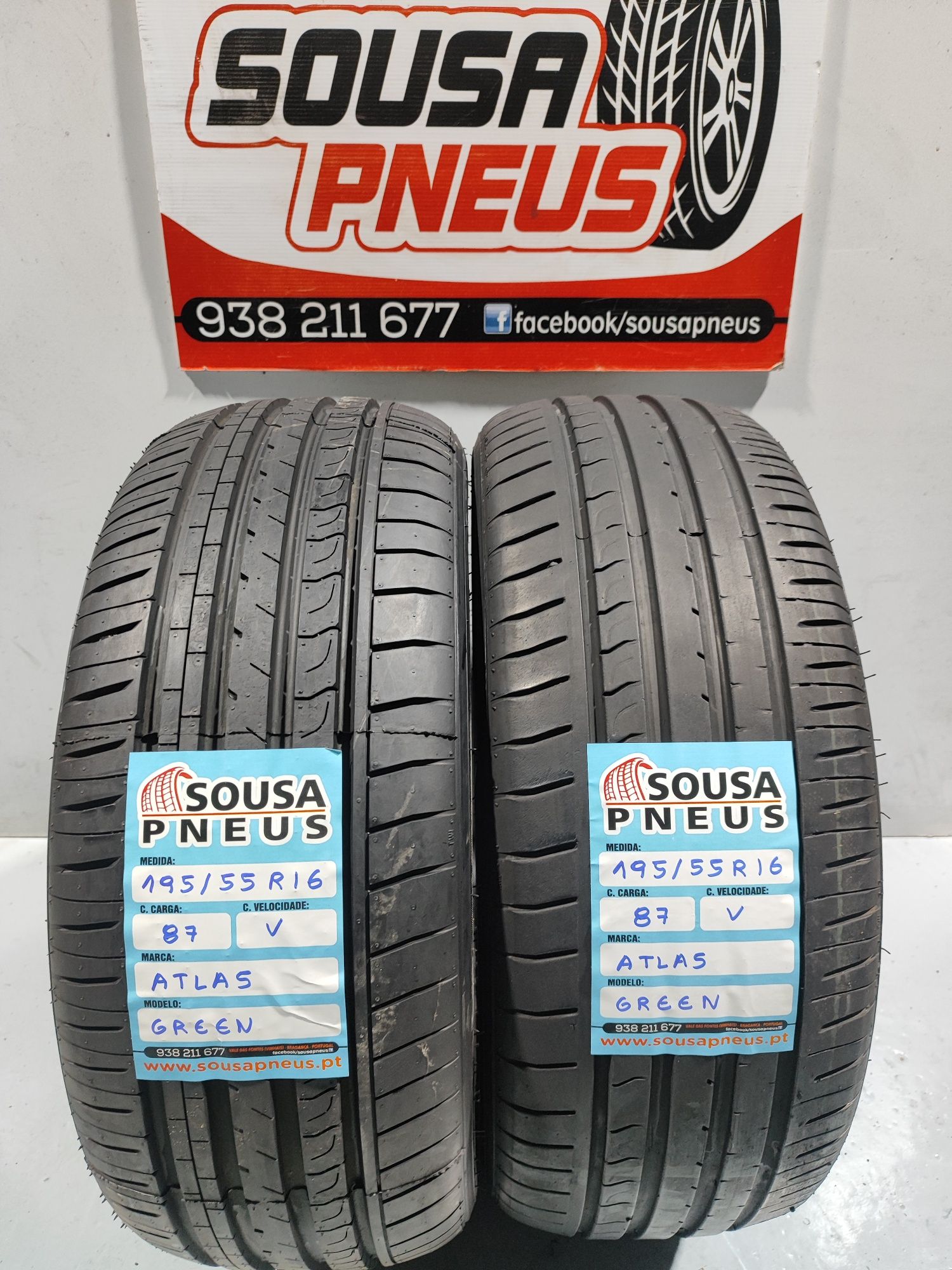 2 pneus semi novos 195-55R16 Atlas - Oferta dos portes
