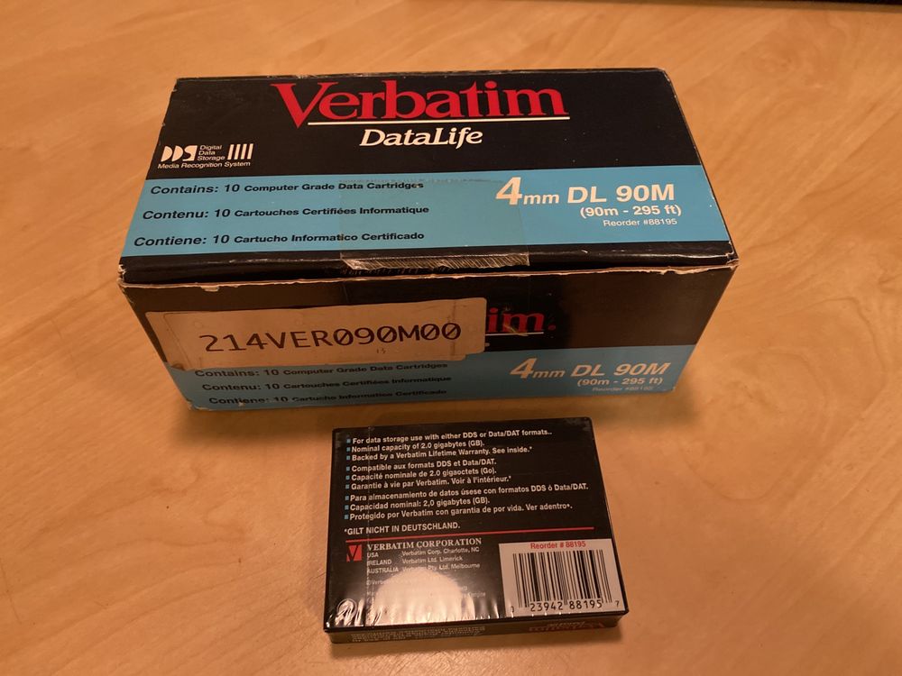 VERBATIM 4mm DL-90M DATA CARTRIDGE 2 GB nowe 10sztuk