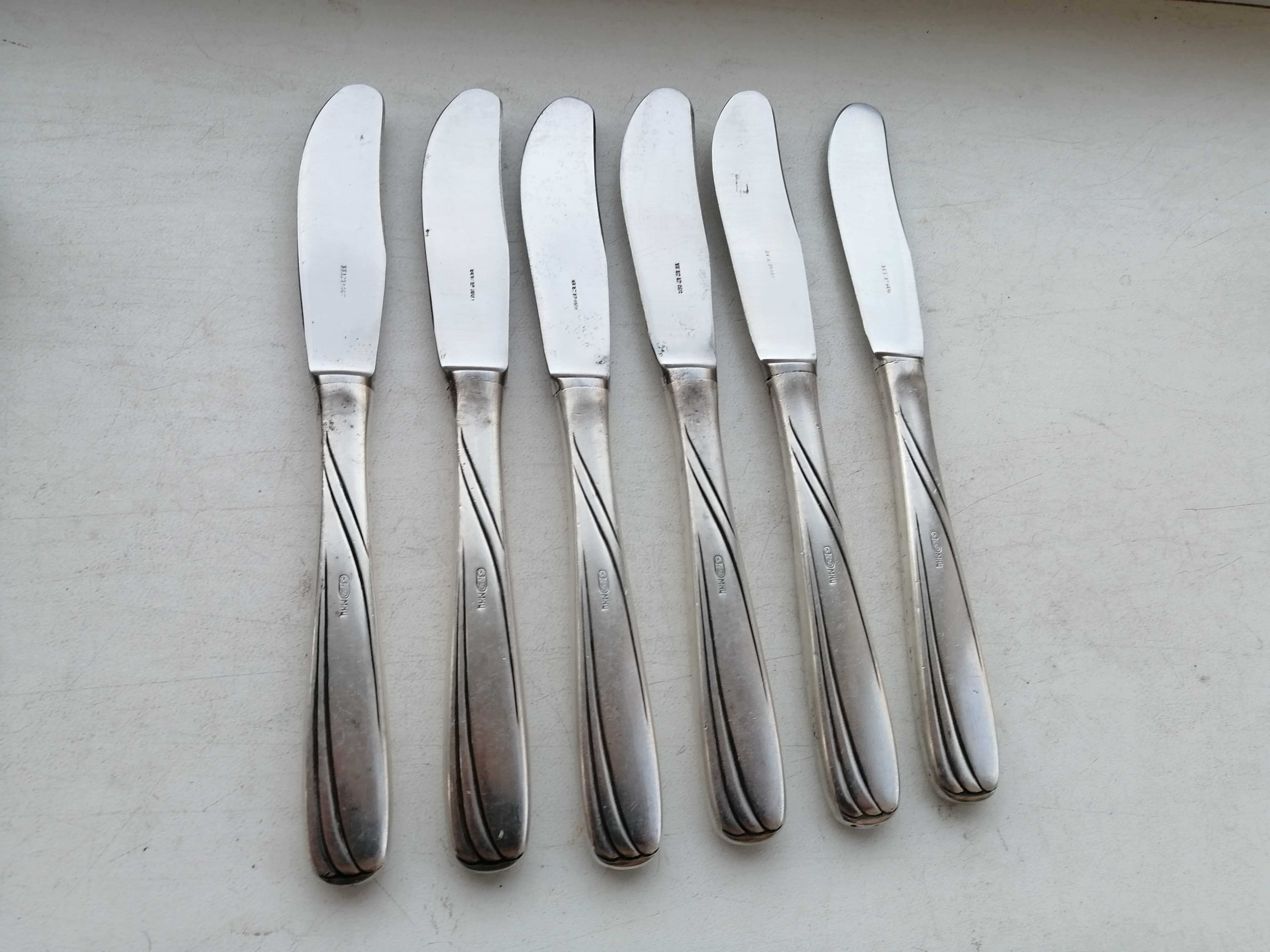 Мельхиоровый набор ножей,серебрение,СССР