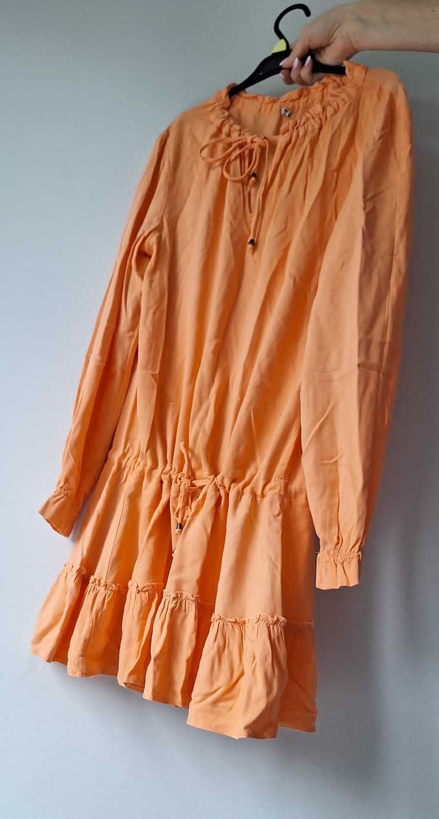 sukienka przewiewna na lato pomarańczowa S