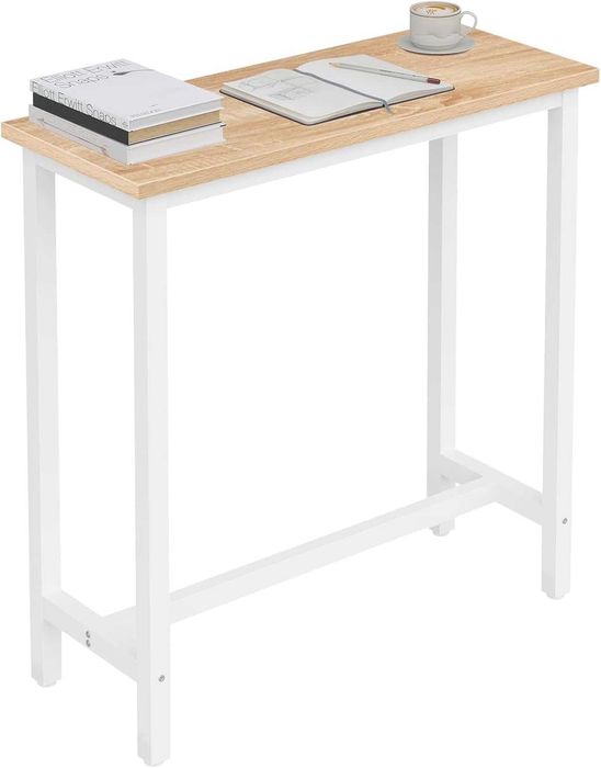 Loftowy Stolik Barowy 100x100x40cm Wyspa Kuchenna Woltu Jasny Dąb