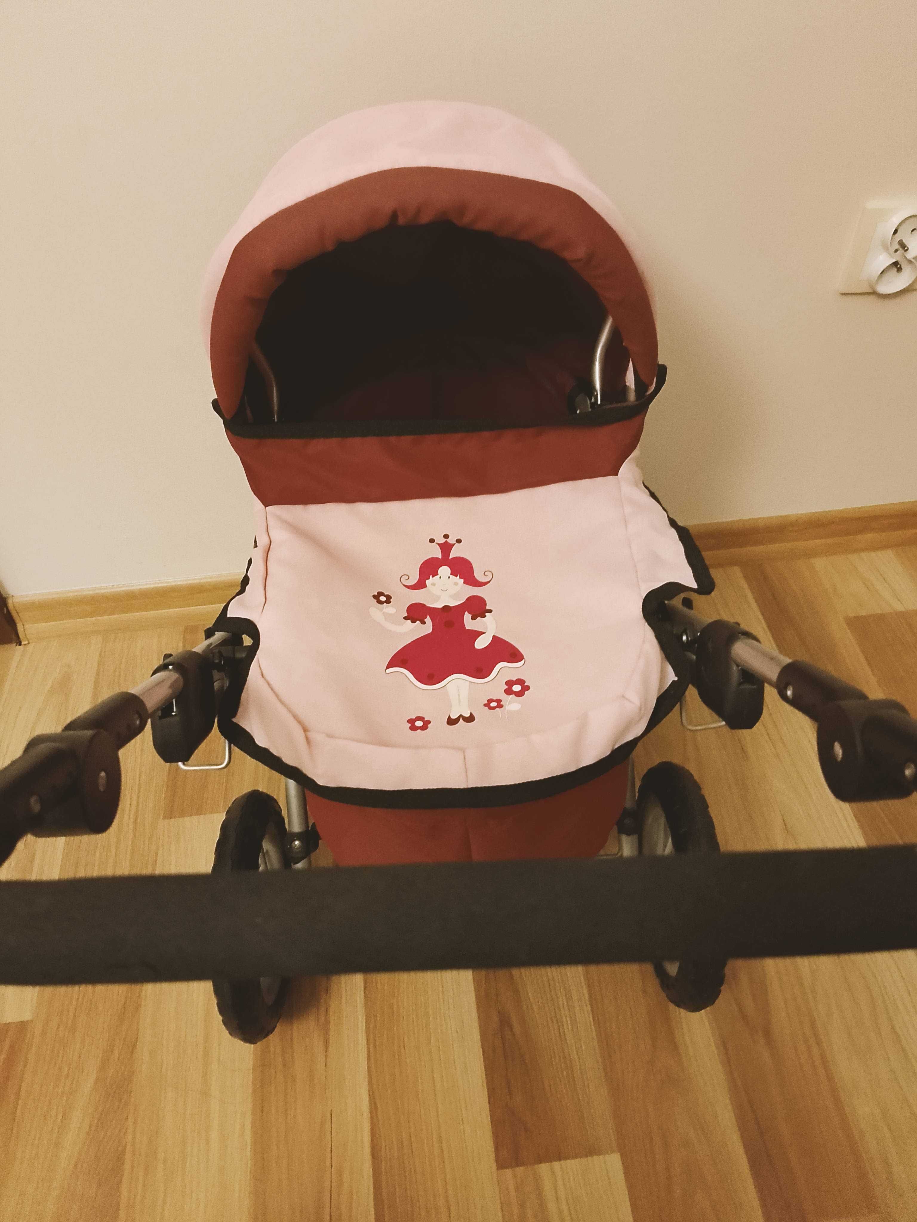 Wózek głęboki dla lalki Różowy Bordo