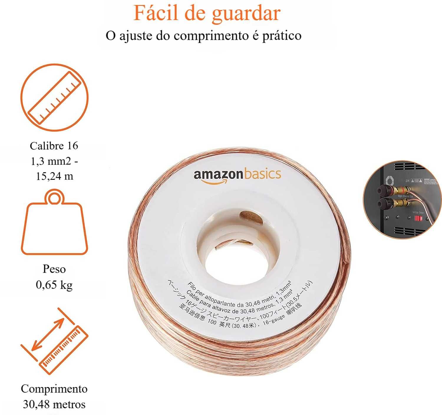 Cabo/de áudio/Em bronze/Colunas de som/Amplificadores/Recetores