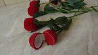Czerwona róża pudełko na pierścionek 6 szt zestaw