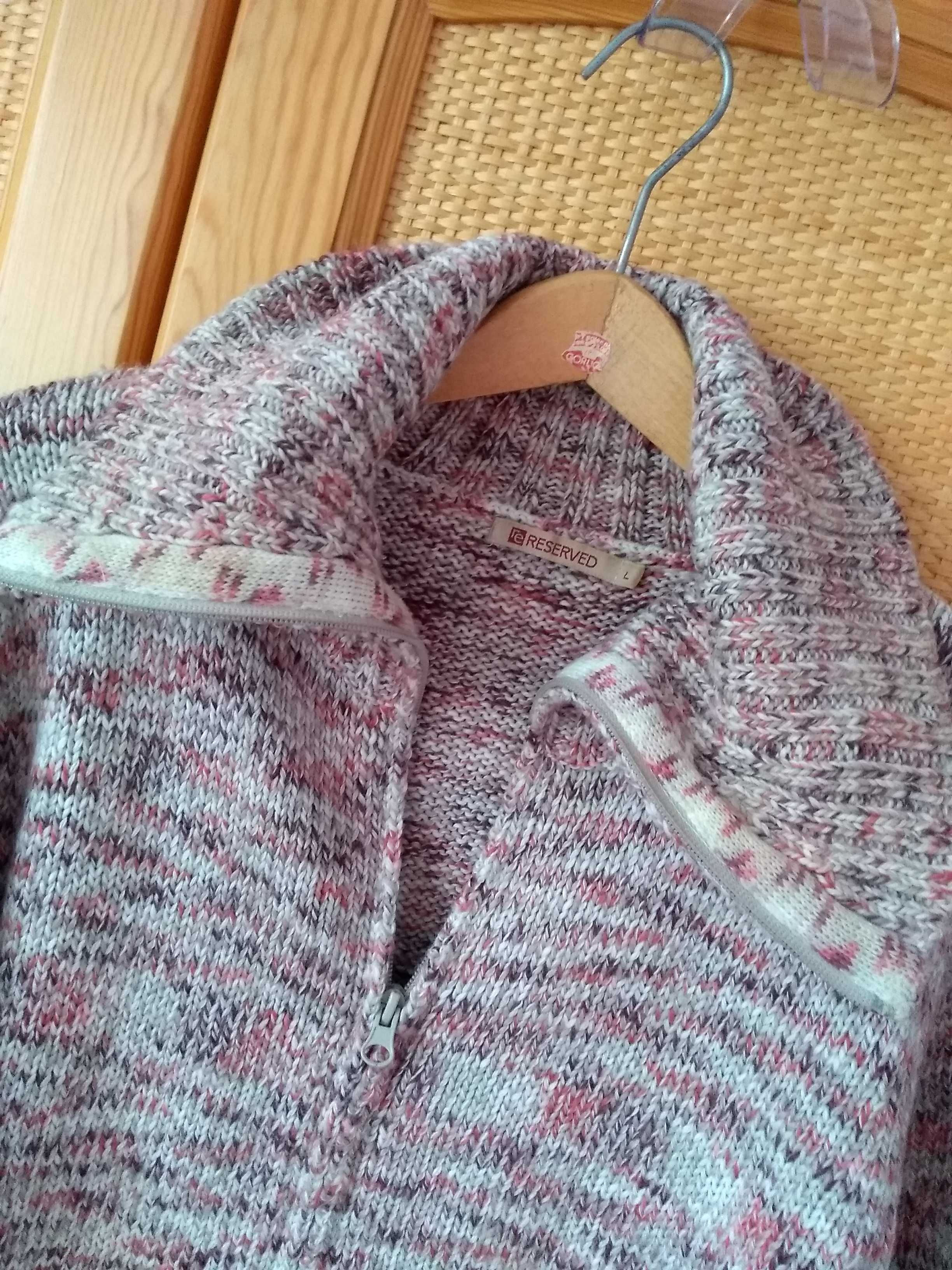 Sweter damski rozpinany.  Reserved - r. L  - 20% wełna.